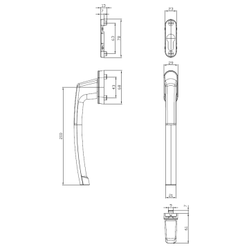 HF.KLAMKA PP.502/200.ROZETA SW25