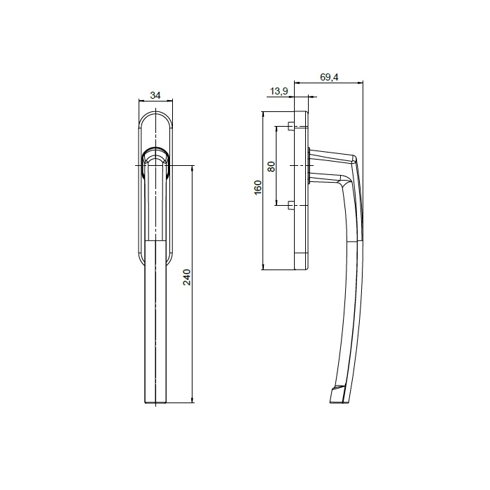 HF.KLAMKA PPHS.502/240.PZ.WS