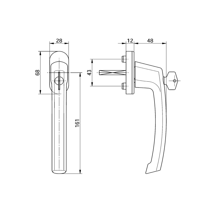 HF.KLAMKA PP.502A/160.SW25